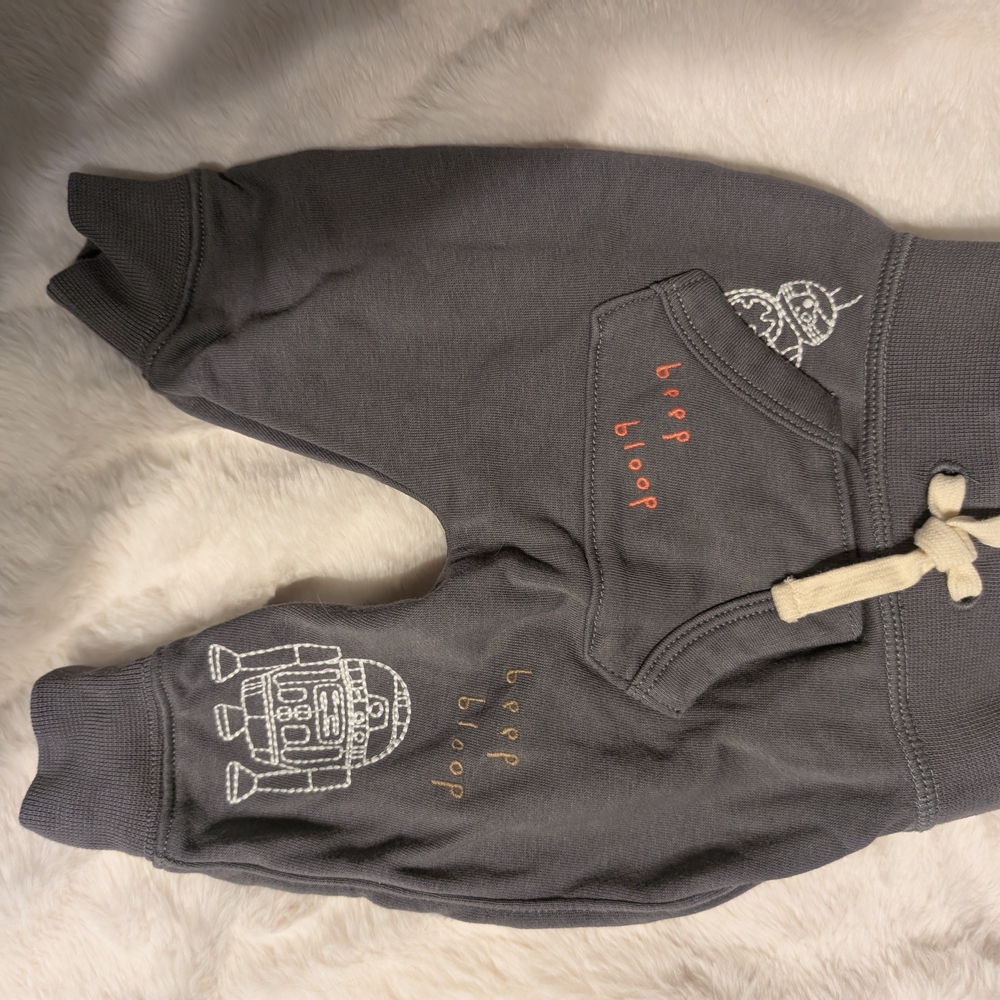 Kids Gray Robot Print Jogger Pants